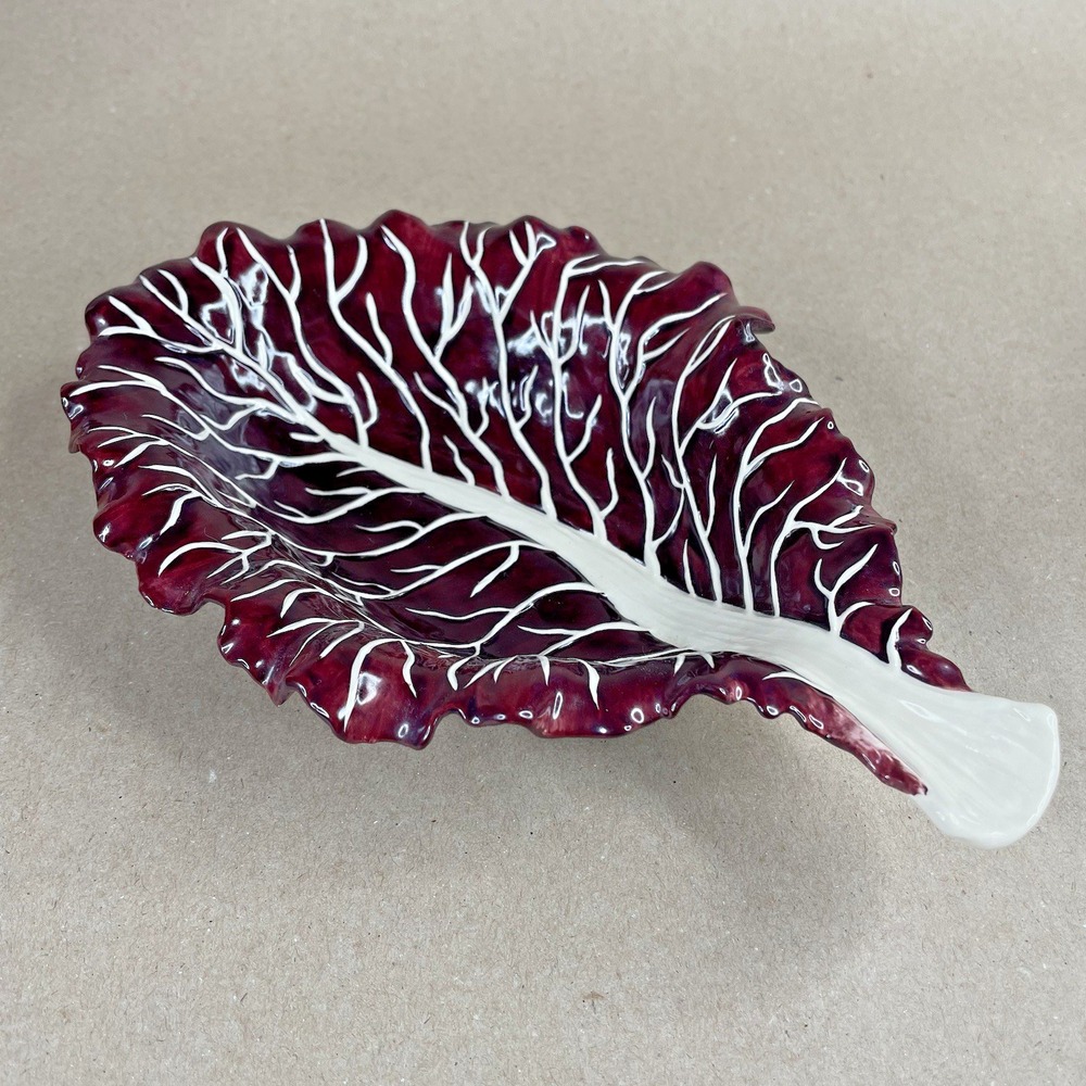 Laura Kelly For Blue Sky Radicchio‎ Lettuce LeaF Bowl Purple & White Cabbage VTG